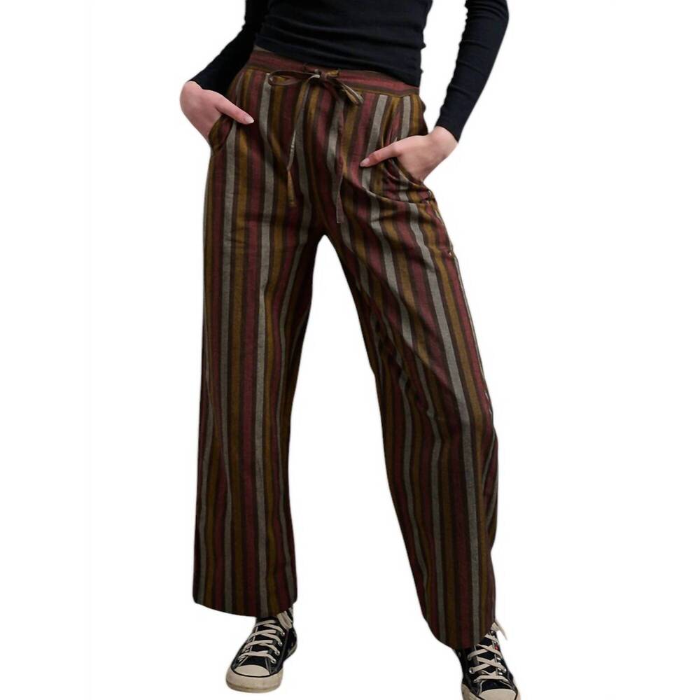 NEW MATA TRADERS emmy drawstring pants in chocolate stripe